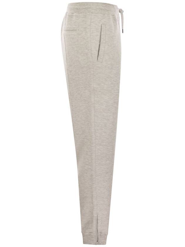 Pearl grey cotton fleece trousers - BRUNELLO CUCINELLI - BALAAN 3