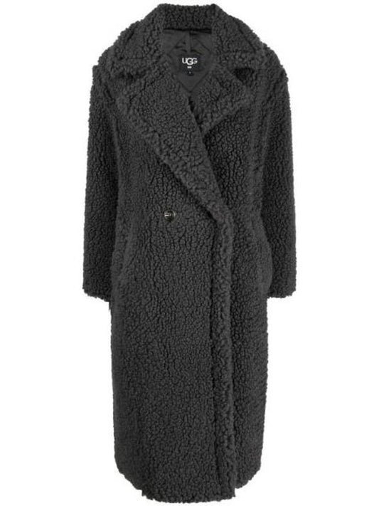 Gertrude Long Teddy Double Coat Ink Black - UGG - BALAAN 1