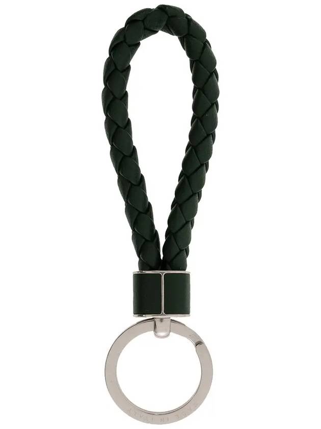 Intrecciato Leather Key Holder Dark Green - BOTTEGA VENETA - BALAAN 4