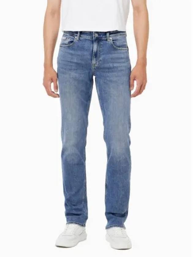 Italian Body Fit Denim Jeans Mid Blue - CALVIN KLEIN - BALAAN 1