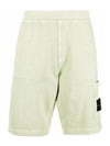 Men's Waffen Patch Fleece Bermuda Shorts Light Green - STONE ISLAND - BALAAN.