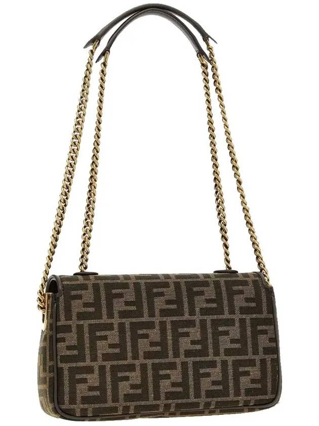 Baguette Chain FF Jacquard Medium Cross Bag Brown - FENDI - BALAAN 5