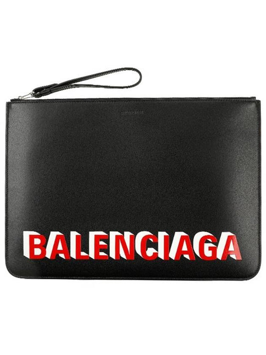 Logo Strap Clutch Bag Black - BALENCIAGA - BALAAN 2