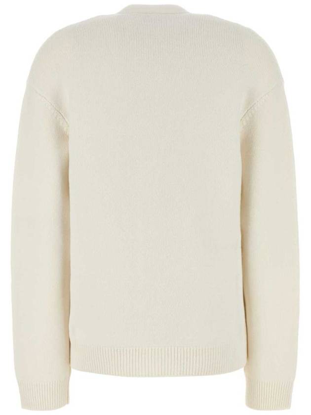 Embroidered Logo Cashmere Cardigan White - FENDI - BALAAN 3