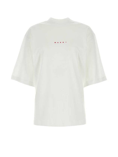 Logo Cotton Short Sleeve T-Shirt White - MARNI - BALAAN 1