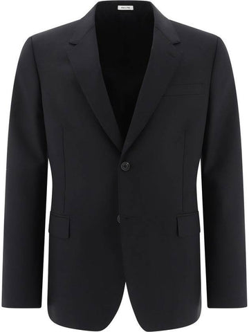 Men's Single Button Blazer Jacket Black - ALEXANDER MCQUEEN - BALAAN 1