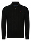 Men's Embroidery Pony Cable Half Zip Up Knit Top Black - POLO RALPH LAUREN - BALAAN 3