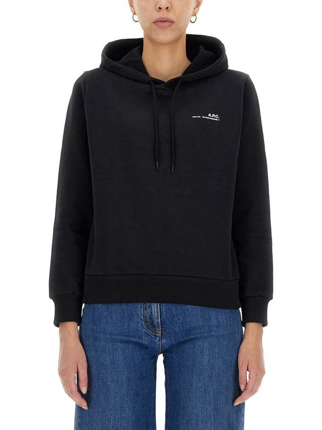 Women's Item Logo Print Hoodie Black - A.P.C. - BALAAN 2