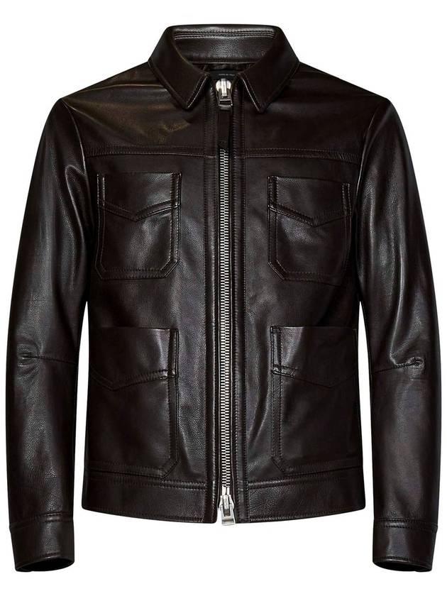 Grain Leather Jacket Brown - TOM FORD - BALAAN 2