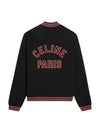 Teddy College Cotton Fleece Bomber Jacket Black - CELINE - BALAAN 1