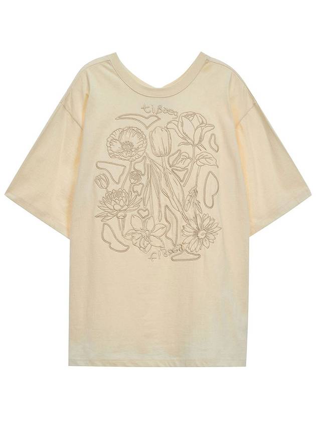 FLOWER EMBROIDERY T SHIRT CR emboss cream - TIBAEG - BALAAN 5