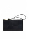 Intrecciato Weaving Gold Zipper Strap Bill Clutch Bag Black - BOTTEGA VENETA - BALAAN 2