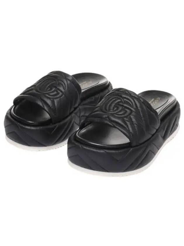 Quilted Platform Slide Slippers Black - GUCCI - BALAAN 2