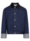 Fisherman Turn Up Cotton Denim Jacket Blue - LOEWE - BALAAN 1