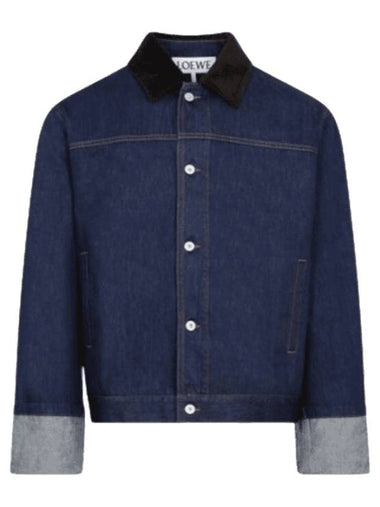 Fisherman Turn Up Cotton Denim Jacket Blue - LOEWE - BALAAN 1