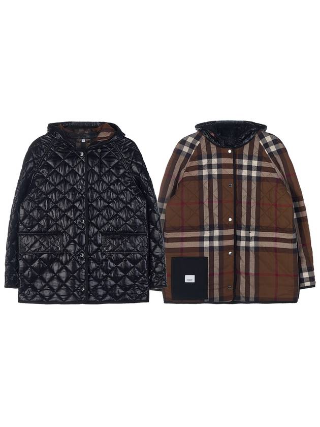 Diamond Quilted Reversible Hooded Jacket Brown Black - BURBERRY - BALAAN 2