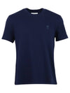 Heart Logo Cotton Short Sleeve T-Shirt Navy - AMI - BALAAN 2