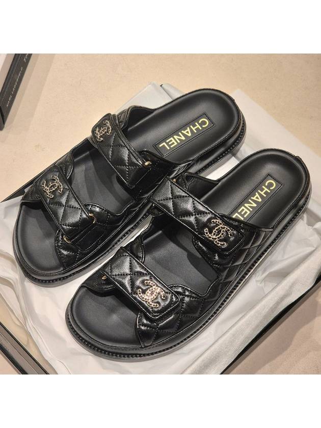 CC Logo Velcro Sandals Black - CHANEL - BALAAN 3