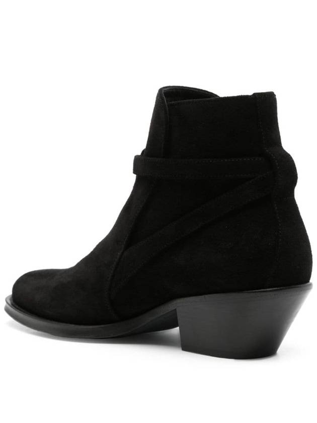 Suede Buckle Ankle Heel Chelsea Boots Black - SAINT LAURENT - BALAAN 3