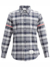 RWB Stripe Check Print Long Sleeve Shirt Navy - THOM BROWNE - BALAAN 2