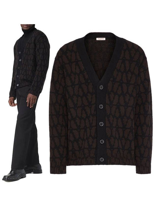 Iconography Wool Cardigan Brown - VALENTINO - BALAAN 2