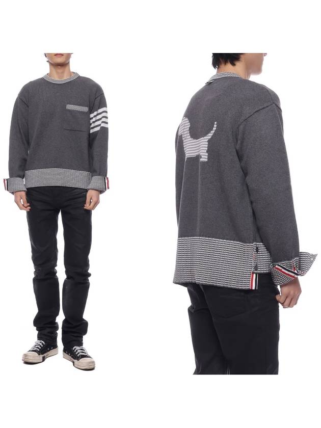 Hector Crew Neck Cotton Knit Top Grey - THOM BROWNE - BALAAN 3