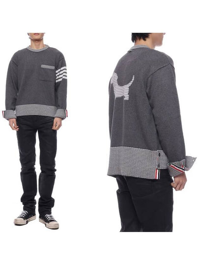 Hector Crew Neck Cotton Knit Top Grey - THOM BROWNE - BALAAN 2