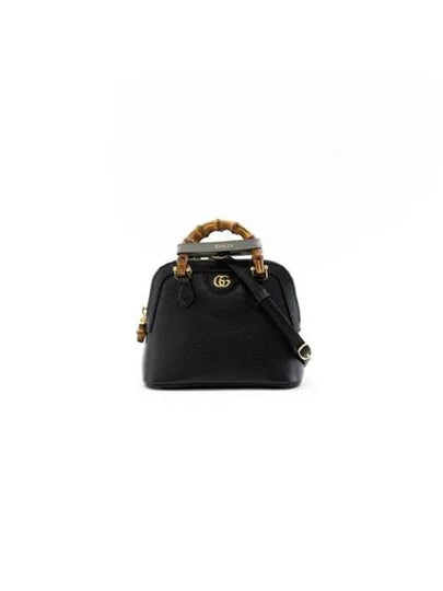 Diana Mini Tote Bag Black Leather - GUCCI - BALAAN 2