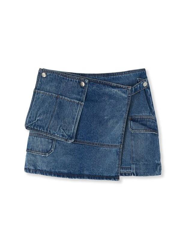 Pocket Mini Denim A-Line Skirt Blue - MSGM - BALAAN 2