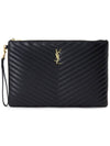 Gold Monogram Document Holder In Matelasse Leather Black - SAINT LAURENT - BALAAN 2