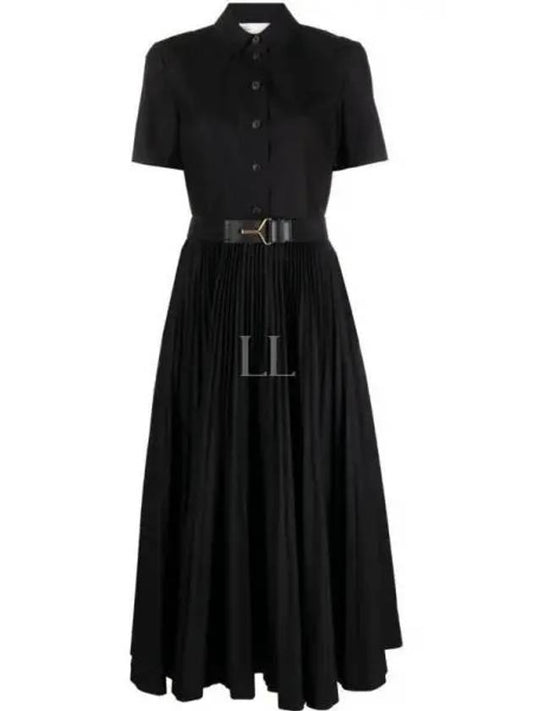 Poplin Pleated Shirt Long Dress Black - TORY BURCH - BALAAN 2