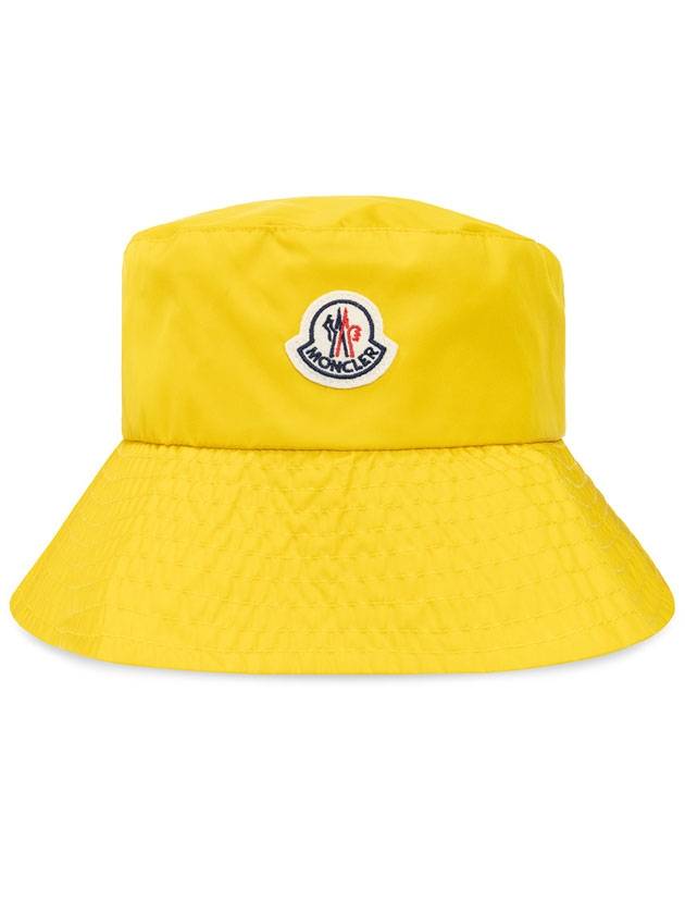 Logo Patch Nylon Bucket Hat Yellow - MONCLER - BALAAN.