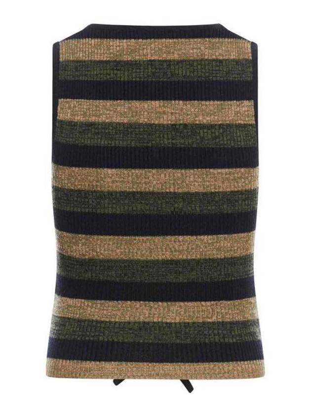 Striped Rib Merino Wool Tie Sleeveless - GANNI - BALAAN 3