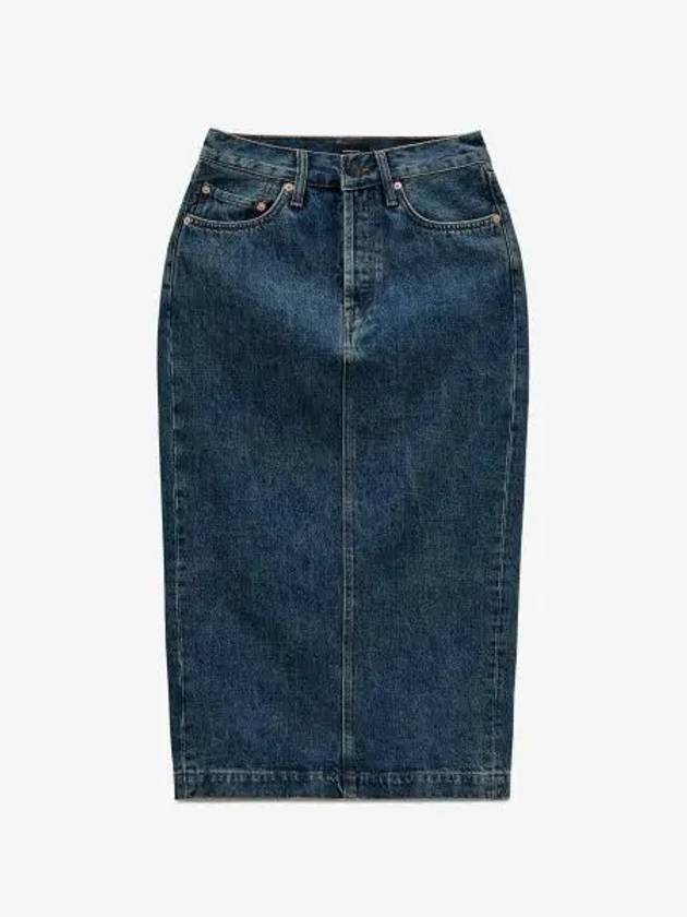 High waist denim skirt indigo W2010PCINDIGO - WARDROBE.NYC - BALAAN 1