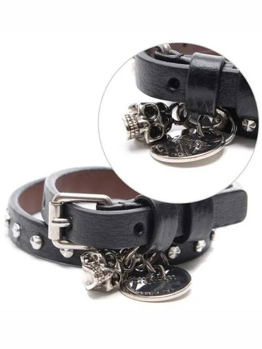 Women s Double Wrap Silver Stud Skull Bracelet 497152 1AC9Y 1000 18S 1213974 - ALEXANDER MCQUEEN - BALAAN 1