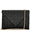 Origami Chain Envelope Leather Cross Bag Black - BOTTEGA VENETA - BALAAN 1