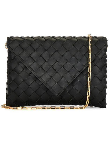 Origami Chain Envelope Leather Cross Bag Black - BOTTEGA VENETA - BALAAN 1