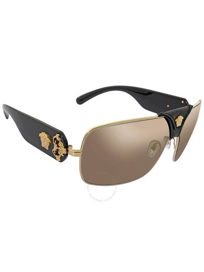 Versace Light Brown Mirror Gold Shield Unisex Sunglasses VE2207Q 1002/5 138 - VERSACE - BALAAN 2