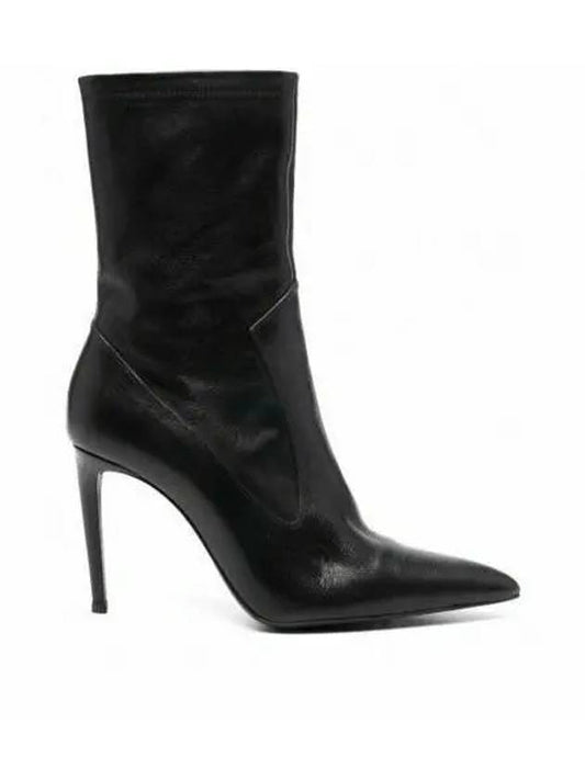 Women's Pointed Toe Ankle Middle Boots Black - AMI - BALAAN 2