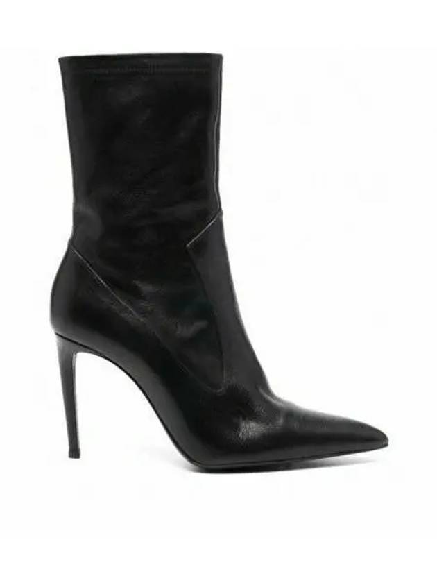 Pointed Toe Ankle Middle Boots Black - AMI - BALAAN 2