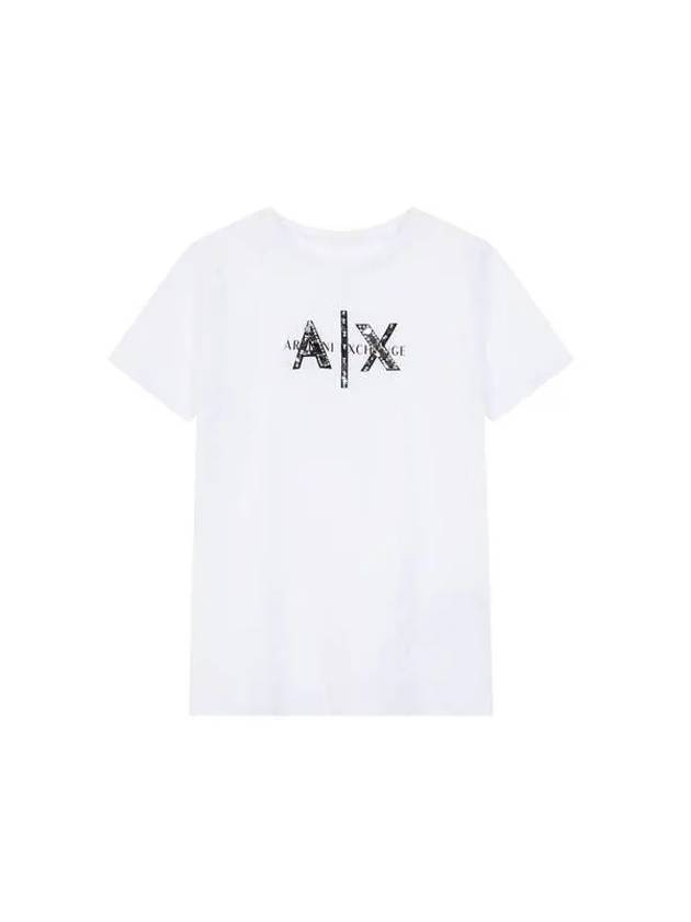 Women s Sequin Logo Crew Neck T Shirt White 271303 - ARMANI EXCHANGE - BALAAN 1