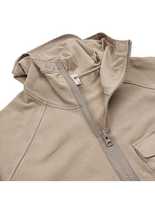 Garment Dyed One-Pocket Cotton Zip Up Hoodie Pale Taupe - TEN C - BALAAN 11