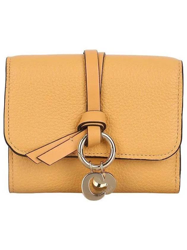 Alphabet Grain Leather Flap Small Half Wallet Yellow - CHLOE - BALAAN 2