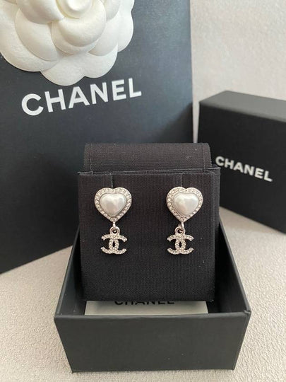 Earrings Metal Strass & Silver Pearly White Crystal - CHANEL - BALAAN 2