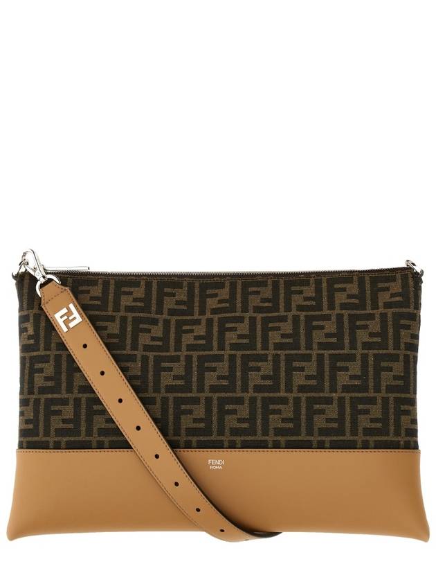 FF Diagonal Leather Cross Bag Brown - FENDI - BALAAN 4