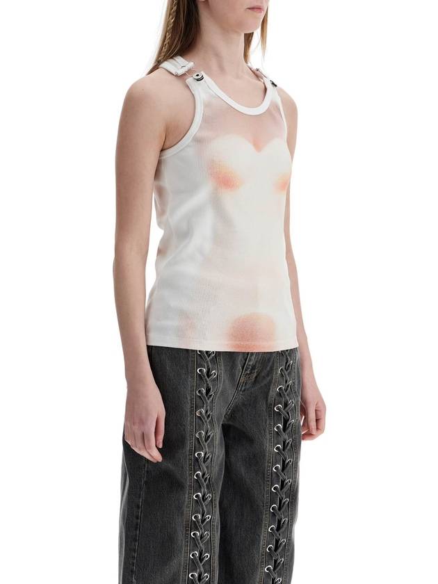 white cotton top with leather print le classique - JEAN PAUL GAULTIER - BALAAN 2