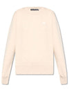 Face Patch Crew Neck Sweatshirt Beige - ACNE STUDIOS - BALAAN 1