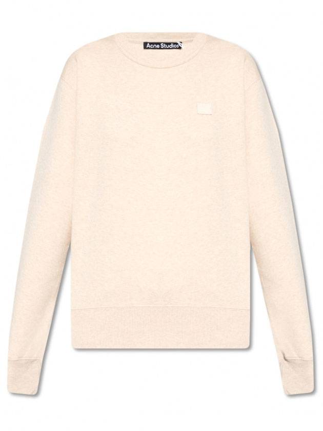 Face Patch Crew Neck Sweatshirt Beige - ACNE STUDIOS - BALAAN 1