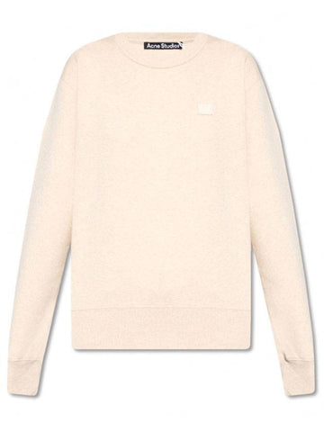 Face Patch Crew Neck Sweatshirt Beige - ACNE STUDIOS - BALAAN 1