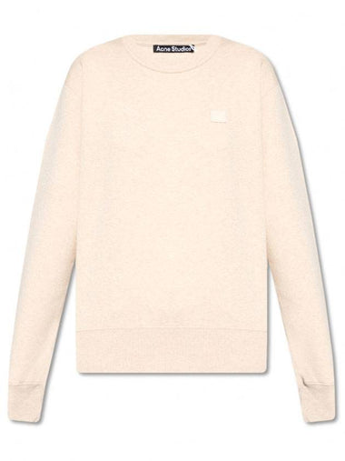 Face Patch Crew Neck Sweatshirt Beige - ACNE STUDIOS - BALAAN 1